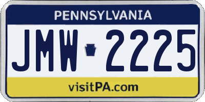 PA license plate JMW2225