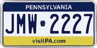 PA license plate JMW2227