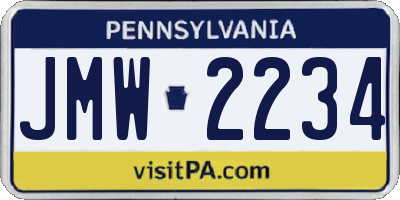 PA license plate JMW2234