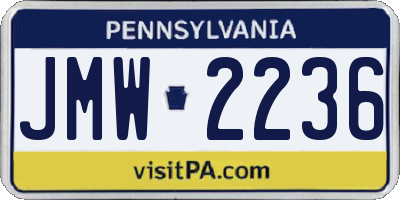 PA license plate JMW2236