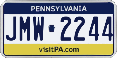 PA license plate JMW2244