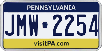 PA license plate JMW2254