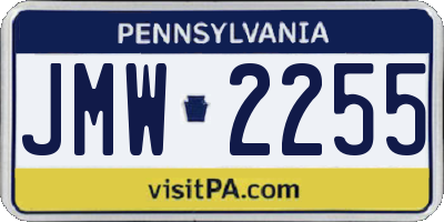 PA license plate JMW2255