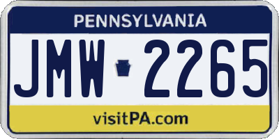 PA license plate JMW2265