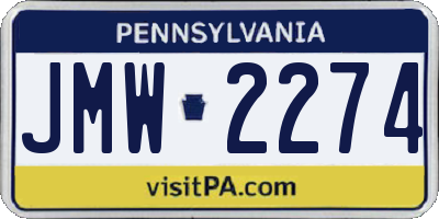 PA license plate JMW2274