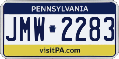 PA license plate JMW2283