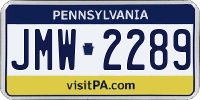 PA license plate JMW2289