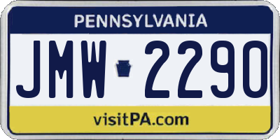 PA license plate JMW2290