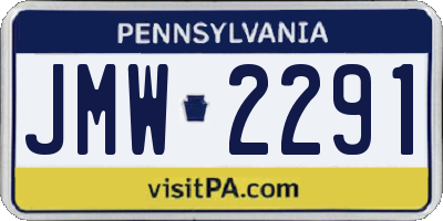 PA license plate JMW2291