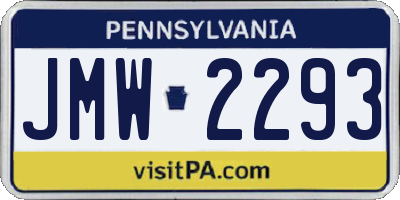 PA license plate JMW2293