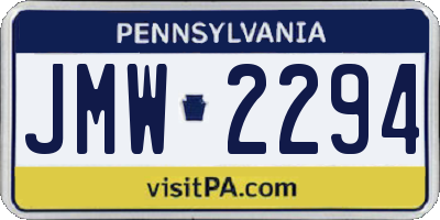 PA license plate JMW2294