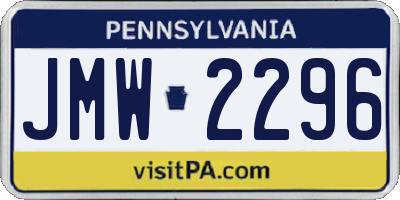 PA license plate JMW2296