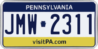 PA license plate JMW2311