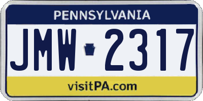 PA license plate JMW2317