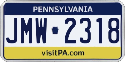 PA license plate JMW2318