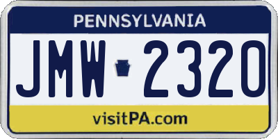 PA license plate JMW2320