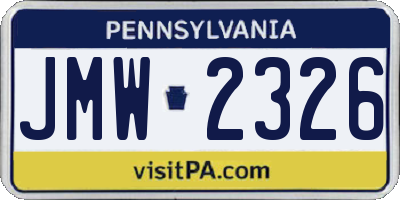 PA license plate JMW2326