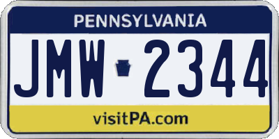 PA license plate JMW2344