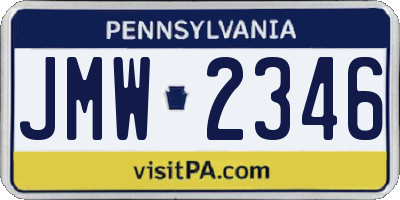 PA license plate JMW2346
