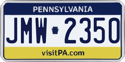 PA license plate JMW2350
