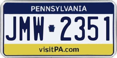 PA license plate JMW2351