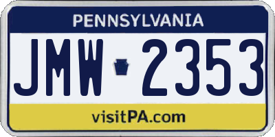 PA license plate JMW2353