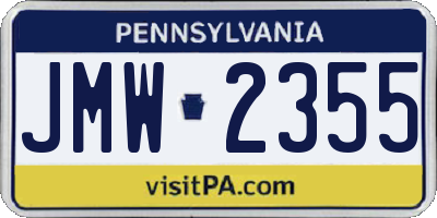 PA license plate JMW2355