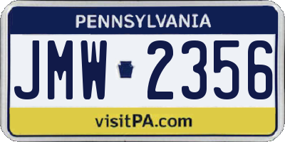 PA license plate JMW2356