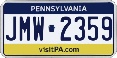 PA license plate JMW2359