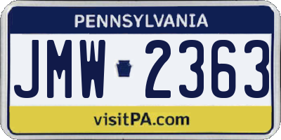 PA license plate JMW2363