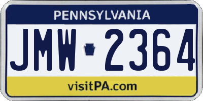 PA license plate JMW2364