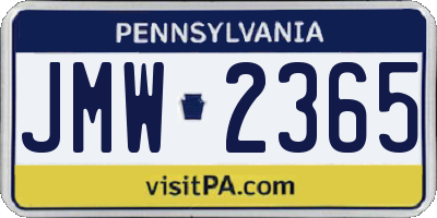PA license plate JMW2365