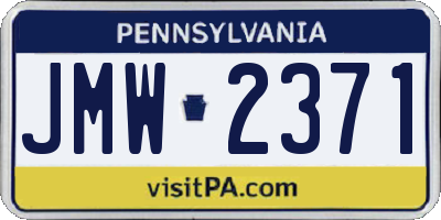PA license plate JMW2371