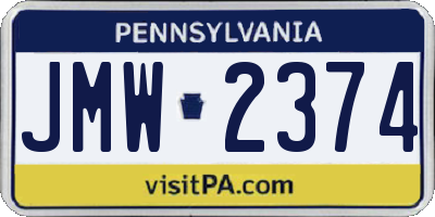 PA license plate JMW2374