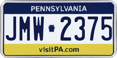 PA license plate JMW2375