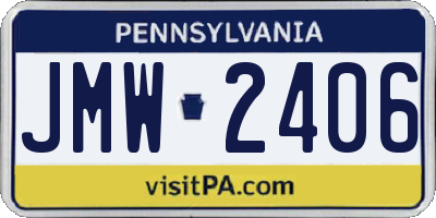 PA license plate JMW2406