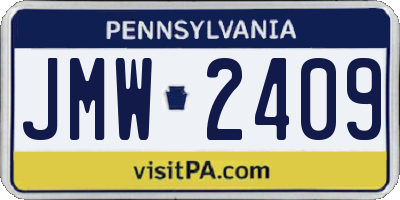 PA license plate JMW2409
