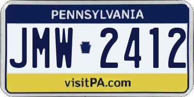 PA license plate JMW2412