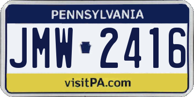 PA license plate JMW2416