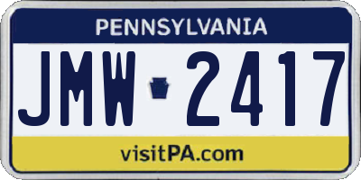PA license plate JMW2417
