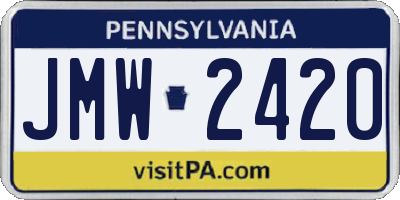 PA license plate JMW2420