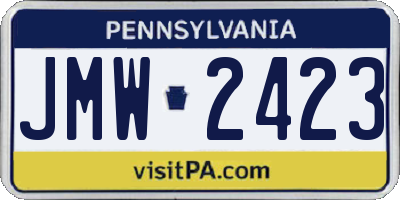 PA license plate JMW2423
