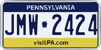 PA license plate JMW2424
