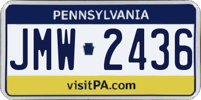 PA license plate JMW2436