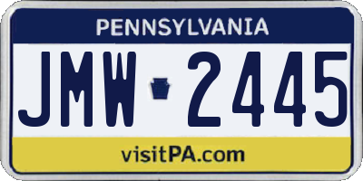 PA license plate JMW2445
