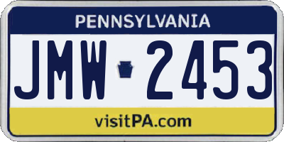 PA license plate JMW2453