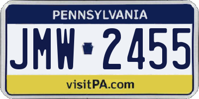 PA license plate JMW2455