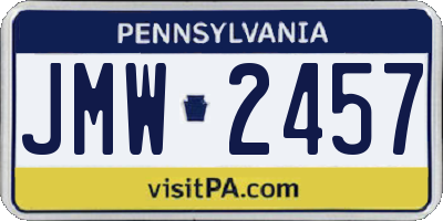 PA license plate JMW2457