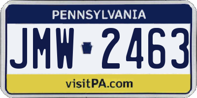 PA license plate JMW2463