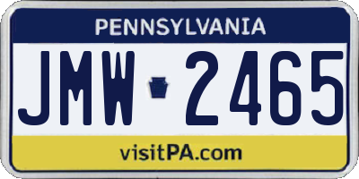 PA license plate JMW2465